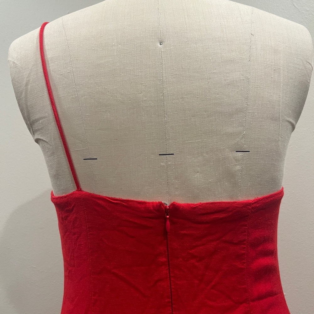 Revolve Super Down Red Asymmetrical One Shoulder … - image 3